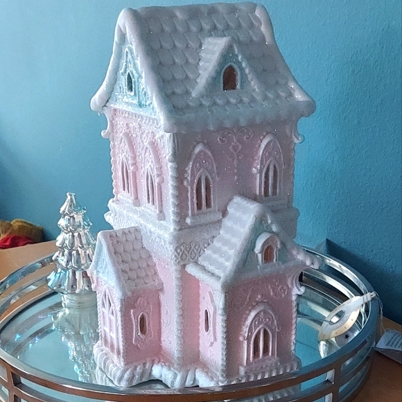 New Pink Glitter Gingerbread House